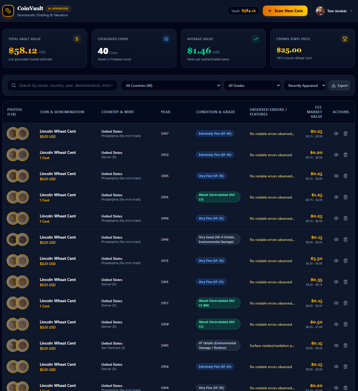 CoinVault AI App Preview